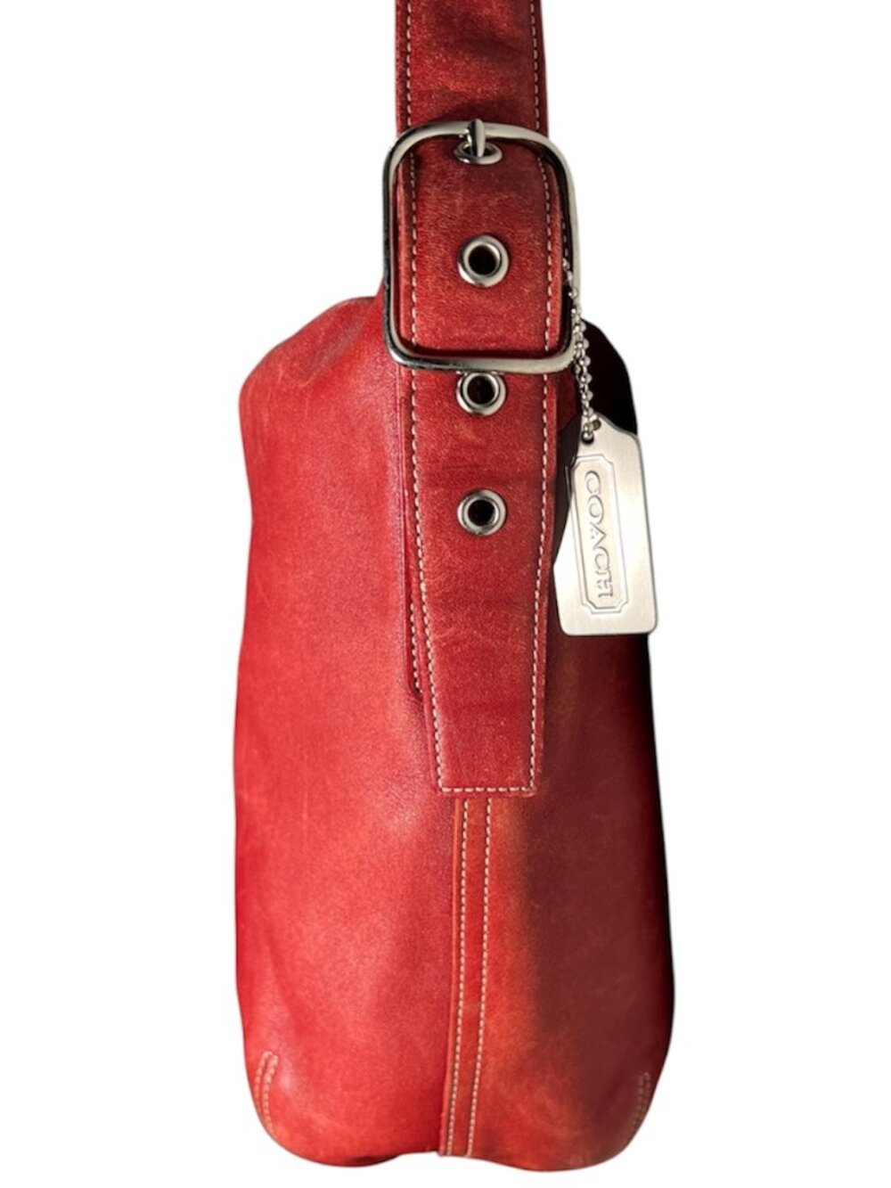 Vintage Y2K Coach Soho Legacy 9186 Red Glove Tanned Leather Bucket Shoulder Bag - Picture 4 of 16